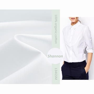 经典白色 100% 棉缎环保衬衫休闲办公室女士面料