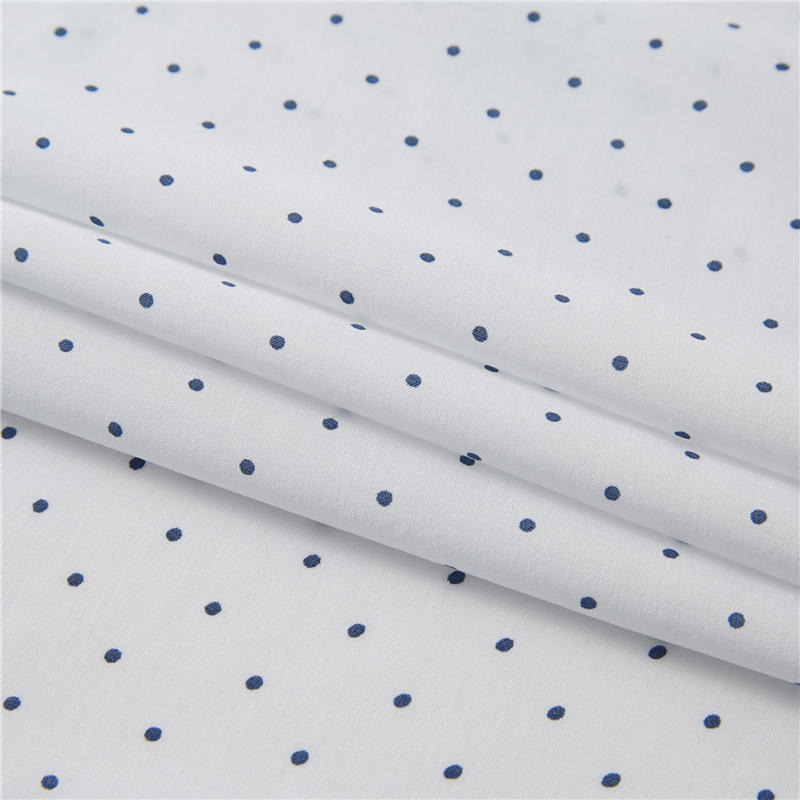 白点蓝地 100% 人造丝府绸透气形状点印花面料